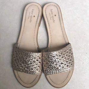 Kate Spade Berlin Gold Woven Slide Sandals